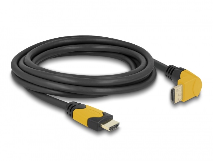 Delock 86990 3m High Speed HDMI 48Gbps apa egyenes - apa 90°-ban felfelé hajlított kábel