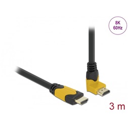 Delock 86990 3m High Speed HDMI 48Gbps apa egyenes - apa 90°-ban felfelé hajlított kábel
