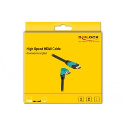 Delock 86991 1m High Speed HDMI 48Gbps apa egyenes - apa 90°-ban lefelé hajlított kábel