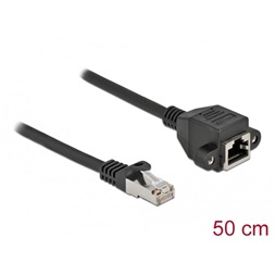 Delock 86999 50cm Cat6A S/FTP RJ45 apa - rögzíthető RJ45 anya hosszabbító kábel