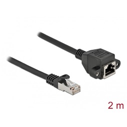 Delock 87002 2m Cat6A S/FTP RJ45 apa - rögzíthető RJ45 anya hosszabbító kábel
