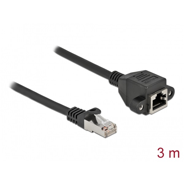 Delock 87003 3m Cat6A S/FTP RJ45 apa - rögzíthető RJ45 anya hosszabbító kábel