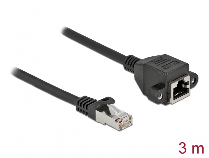 Delock 87003 3m Cat6A S/FTP RJ45 apa - rögzíthető RJ45 anya hosszabbító kábel
