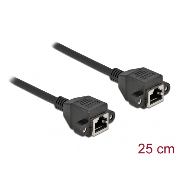 Delock 87006 25cm Cat6A S/FTP rögzíthető RJ45 anya - rögzíthető RJ45 anya hosszabbító kábel