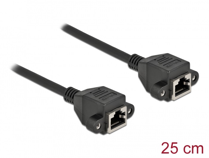 Delock 87006 25cm Cat6A S/FTP rögzíthető RJ45 anya - rögzíthető RJ45 anya hosszabbító kábel