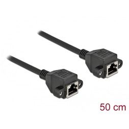 Delock 87008 50cm Cat6A S/FTP rögzíthető RJ45 anya - rögzíthető RJ45 anya hosszabbító kábel