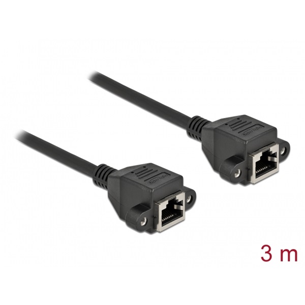 Delock 87011 3m Cat6A S/FTP rögzíthető RJ45 anya - rögzíthető RJ45 anya hosszabbító kábel