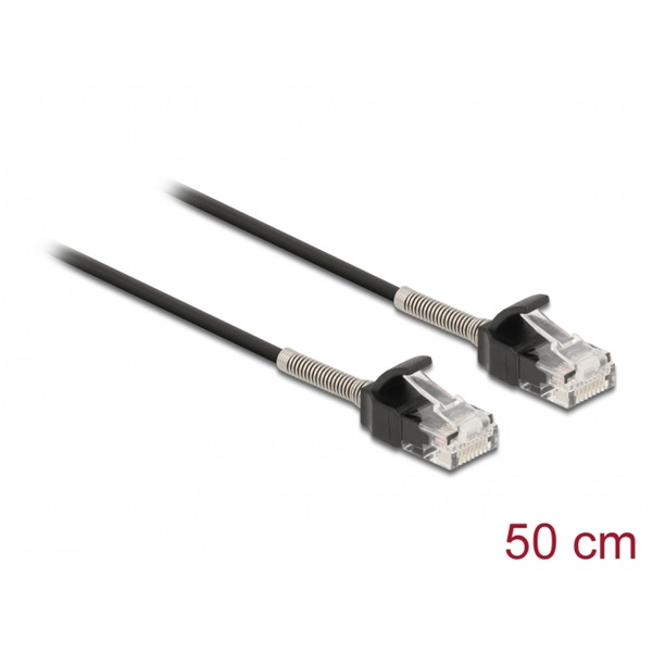 Delock 87015 50cm Cat6A RJ45 apa - RJ45 apa görbítés védelemmel ellátott kábel