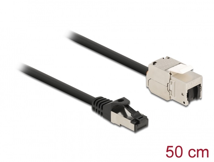 Delock 87025 50cm Cat.6A RJ45 apa - Keystone modulos RJ45 anya kábel