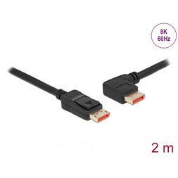 Delock 87046 2m DisplayPort 8K 60Hz apa egyenes - apa 90°-ban balra hajlított kábel