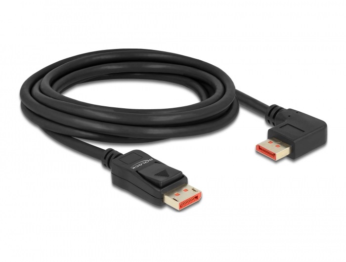 Delock 87048 3m DisplayPort 8K 60Hz apa egyenes - apa 90°-ban balra hajlított kábel