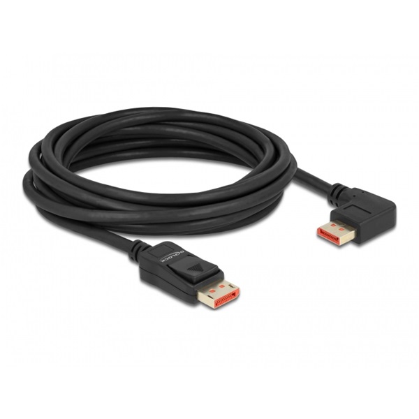 Delock 87049 5m DisplayPort 8K 60Hz apa egyenes - apa 90°-ban balra hajlított kábel