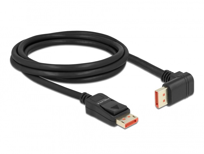 Delock 87051 2m DisplayPort 8K 60Hz apa egyenes - apa 90°-ban lefelé hajlított kábel