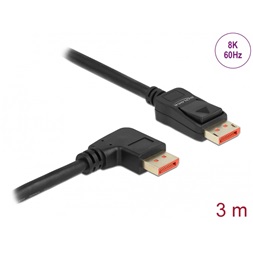 Delock 87067 3m DisplayPort 8K 60Hz apa egyenes - apa 90°-ban jobbra hajlított kábel