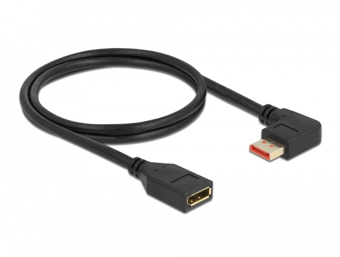 Delock 87073 1m DisplayPort 8K 60Hz anya egyenes - apa 90°-ban balra hajlított kábel