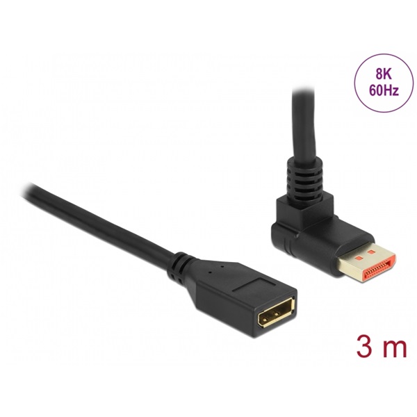 Delock 87084 3m DisplayPort 8K 60Hz anya egyenes - apa 90°-ban felfelé hajlított kábel