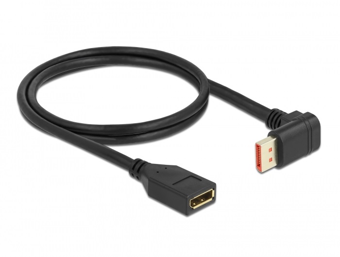 Delock 87087 1m DisplayPort 8K 60Hz anya egyenes - apa 90°-ban lefelé hajlított kábel