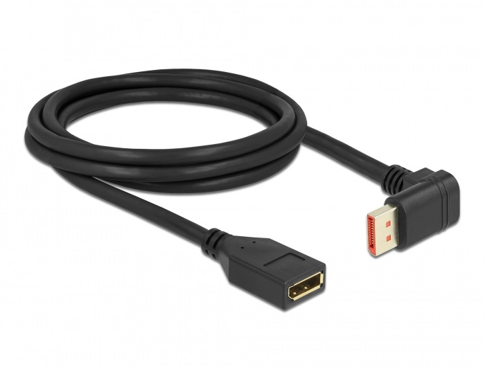 Delock 87091 2m DisplayPort 8K 60Hz anya egyenes - apa 90°-ban lefelé hajlított kábel