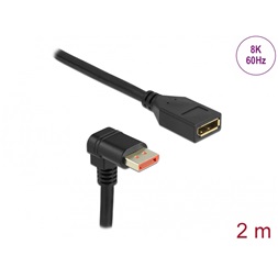 Delock 87091 2m DisplayPort 8K 60Hz anya egyenes - apa 90°-ban lefelé hajlított kábel