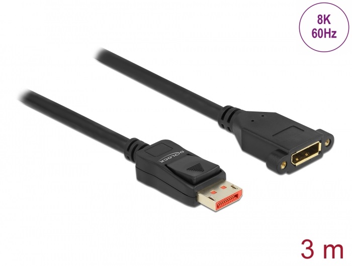 Delock 87098 3m DisplayPort 8K 60Hz apa - rögzíthető anya hosszabbító kábel