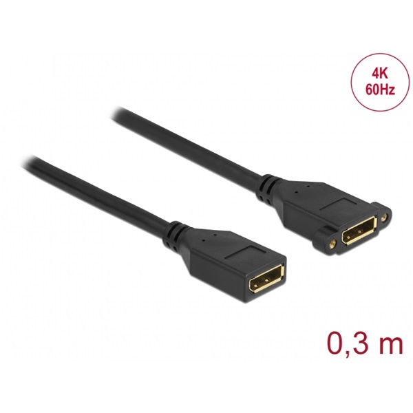Delock 87099 30cm DisplayPort 1.2 4K 60Hz anya - rögzíthető anya kábel