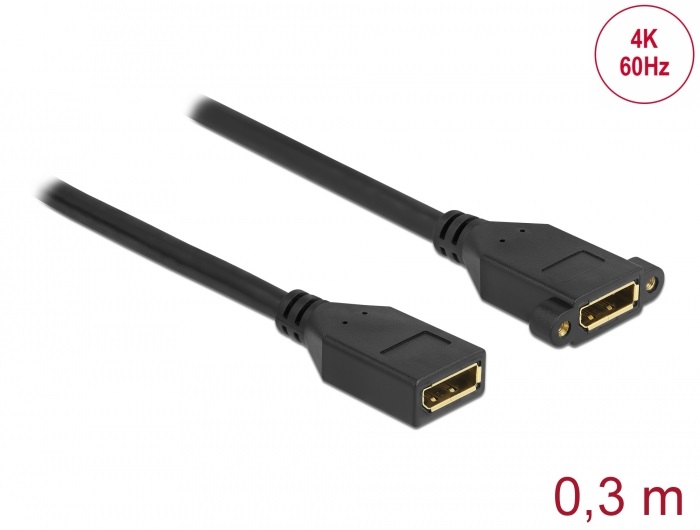 Delock 87099 30cm DisplayPort 1.2 4K 60Hz anya - rögzíthető anya kábel