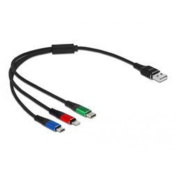 Delock 87236 30cm 3 az 1-ben USB-A - Lightning/MicroUSB/USB-C töltő kábel