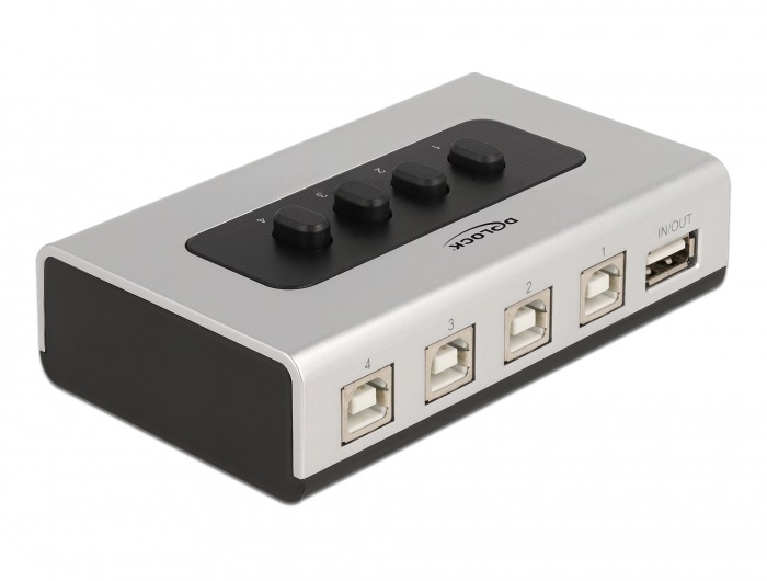 Delock 87763 4xUSB-B anya - 1xUSB-A 2.0 anya manuális kétirányú switch