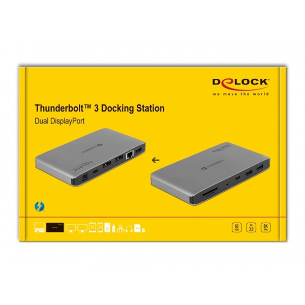 Delock 87777 Thunderbolt3 8K - Dual DisplayPort/USB3.2/LAN/SD/Jack/PD 3.0 dokkoló állomás