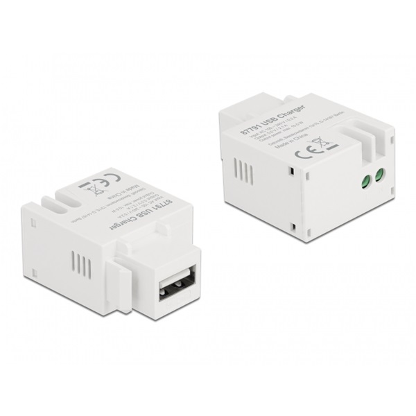 Delock 87791 5V/2,1A USB-A töltő portos fehér Keystone modul