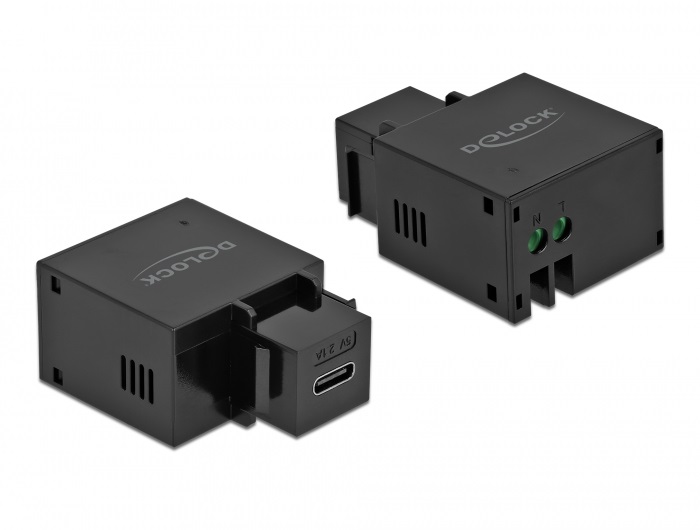 Delock 87793 5V/2,1A USB-C töltő portos fekete Keystone modul