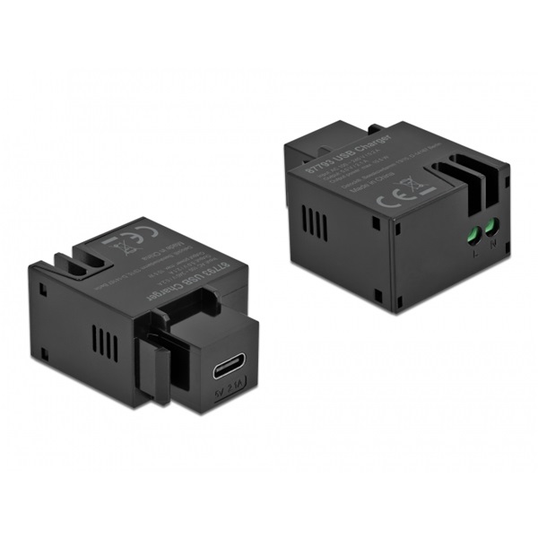 Delock 87793 5V/2,1A USB-C töltő portos fekete Keystone modul