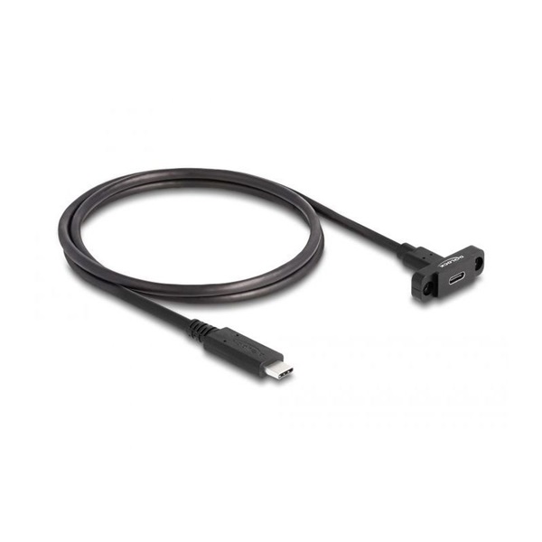 Delock 87824 SuperSpeed USB 10 Gbps (USB 3.2 Gen 2) USB Type-C kábel apa-anya 1 m panel-csatlakozójú fekete