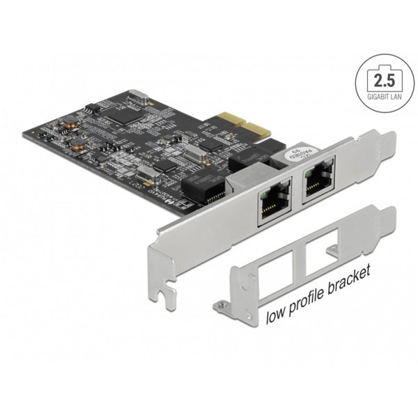 Delock 89530 2 portos 2,5Gbps Gigabit LAN PCI Express x2 hálózati kártya