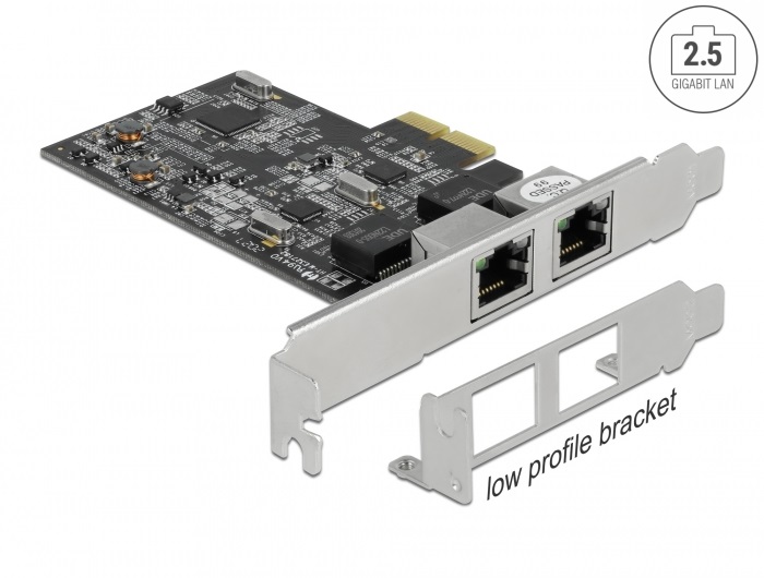 Delock 89530 2 portos 2,5Gbps Gigabit LAN PCI Express x2 hálózati kártya