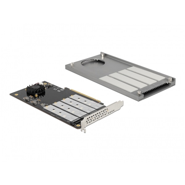 Delock 90050 4xNVMe M.2 M-key aktív hűtésű PCI Expresz x16 kártya