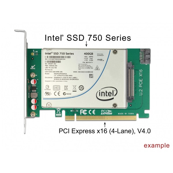 Delock 90051 1xbelső U.2 NVMe SFF-8639 PCI Express x16 kártya
