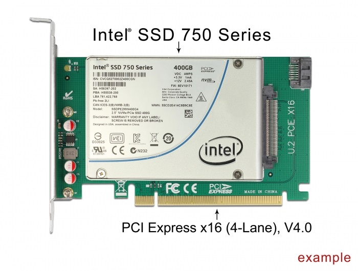 Delock 90051 1xbelső U.2 NVMe SFF-8639 PCI Express x16 kártya