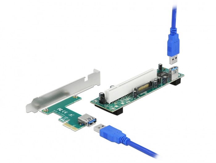 Delock 90065 1xPCI 32 Bit 60cm-es USB kábel csatlakozású PCI Express x1 Riser kártya