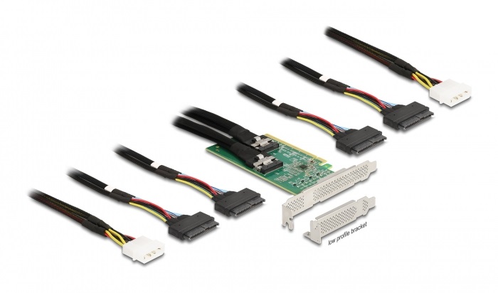Delock 90077 4xSFF-8639 NVMe elágazó kábellel PCI Express 4.0 x16 kártya