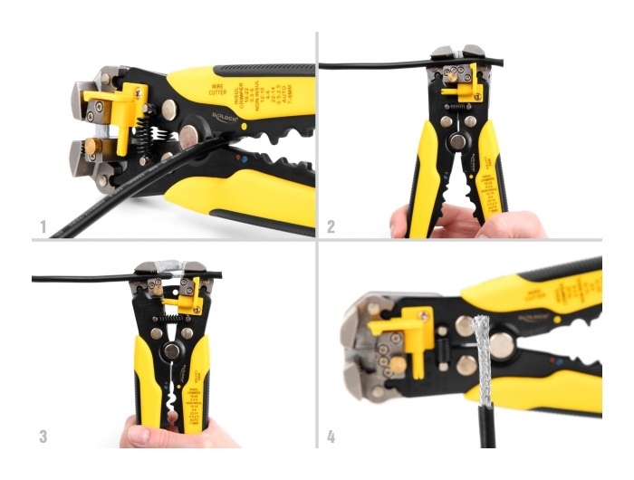 Delock 90553 AWG 10 - 24 koaxiális kábelekhez multifunkcionális krimpelő/vágó