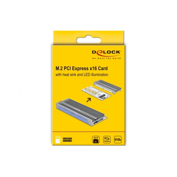Delock 90566 1xNVMe M.2 M-key RGB LED-es PCI Express x16 kártya