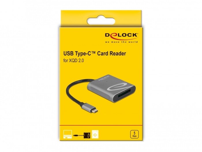 Delock 91741 XQD 2.0 memóriakártyákhoz USB Type-C kártyaolvasó