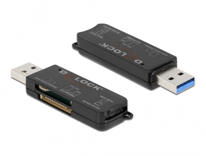 Delock 91757 SD/Micro SD/MS memóriakártyákhoz USB 3.2 kártyaolvasó