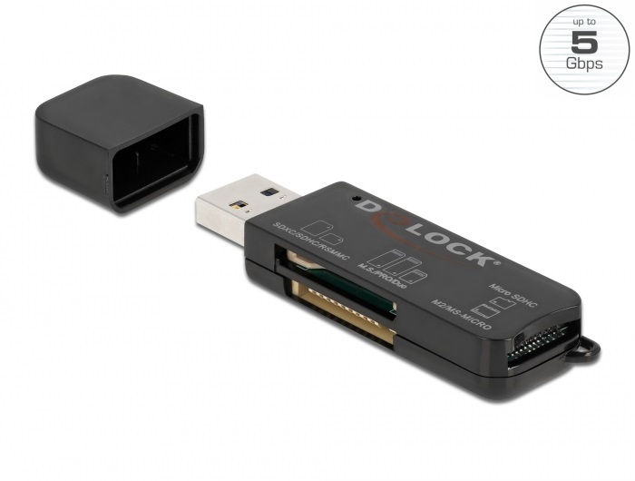 Delock 91757 SD/Micro SD/MS memóriakártyákhoz USB 3.2 kártyaolvasó