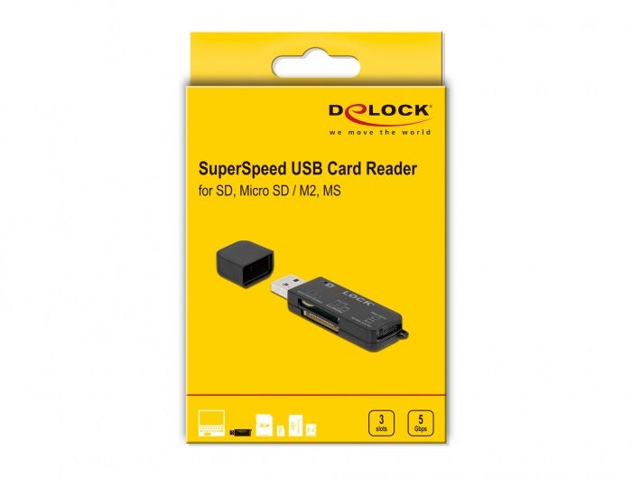 Delock 91757 SD/Micro SD/MS memóriakártyákhoz USB 3.2 kártyaolvasó