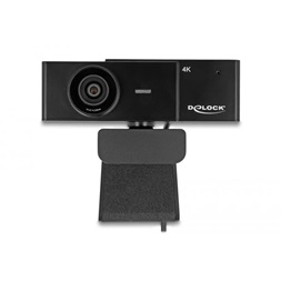 Delock 96400 USB UHD Webkamera mikrofonnal 4K 30 Hz 110 látószög és háromlábú állvány