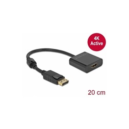 Delock 63585 Adapter DisplayPort 1.2-dugós csatlakozó-HDMI-csatlakozóhüvely 4K aktív fekete