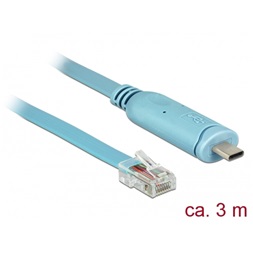 Delock 63914 Adapter USB 2.0 C-típusú apa > 1 x soros RS-232 RJ45 apa 3,0 m kék