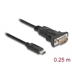 Delock 64125 Adapter USB Type-C - 1 x soros RS-232 D-Sub 9 tűs apa csavarokkal 0,25 m